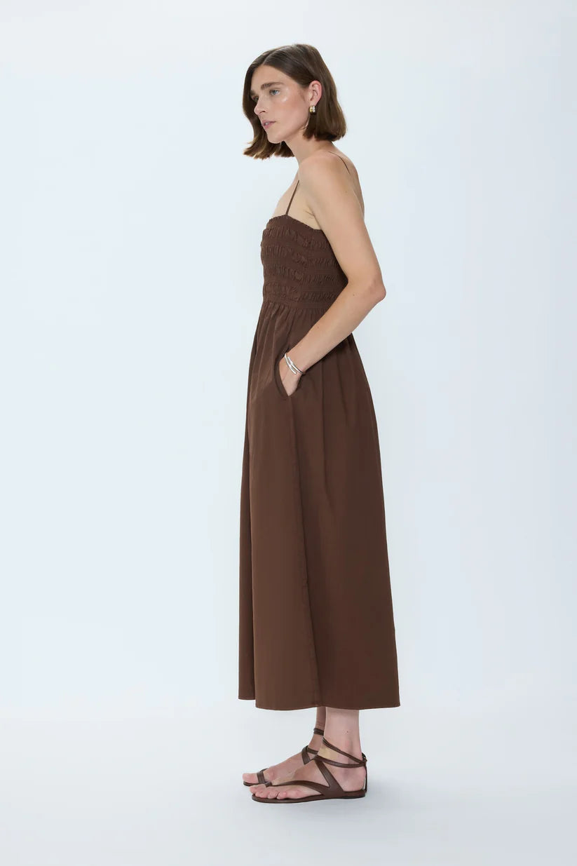 Bianca Shirred Bodice Dress in Bruna