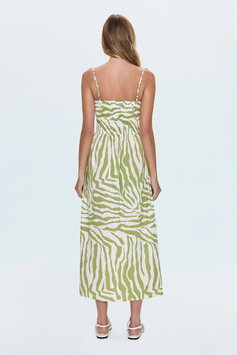 Bianca Smocked Bodice Dress in Safari Lime