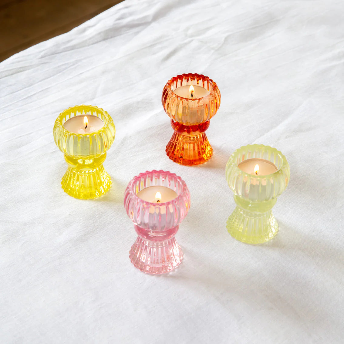 TT - Small Glass Candle Holder & Bud Vase Duo