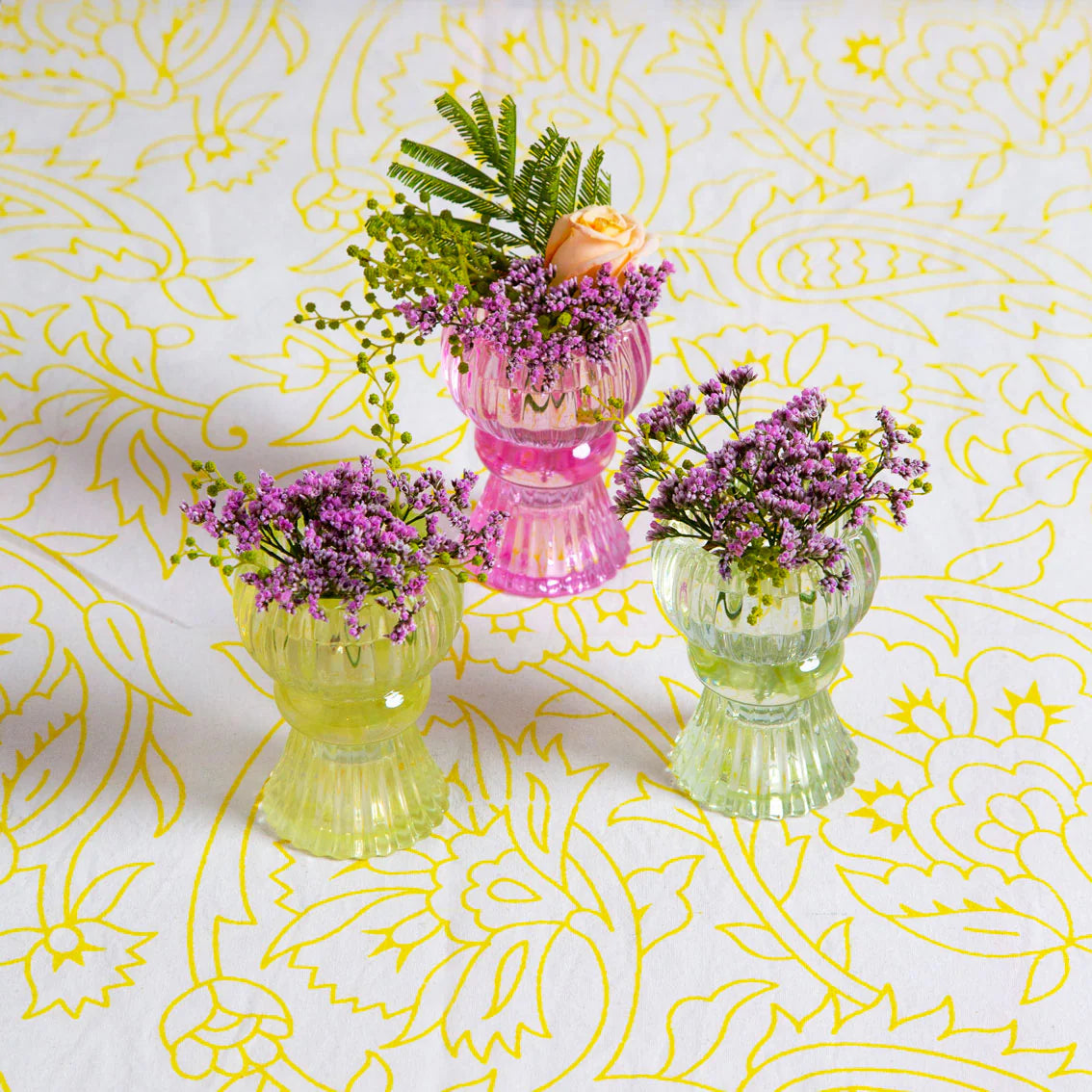 TT - Small Glass Candle Holder & Bud Vase Duo