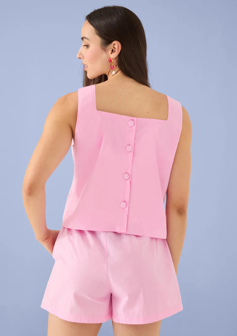 Romy Short in Pink Floral Embroidery