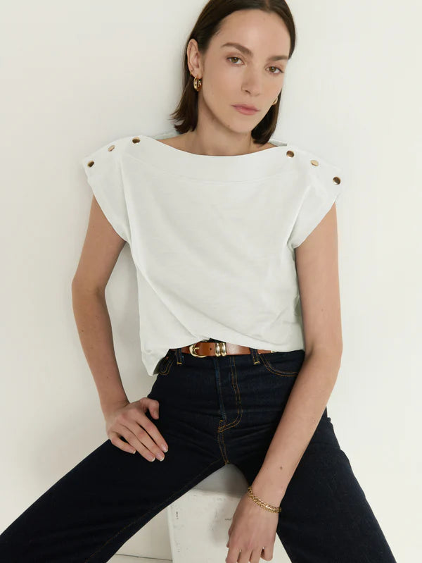 Brooks Boatneck Top in Optic White