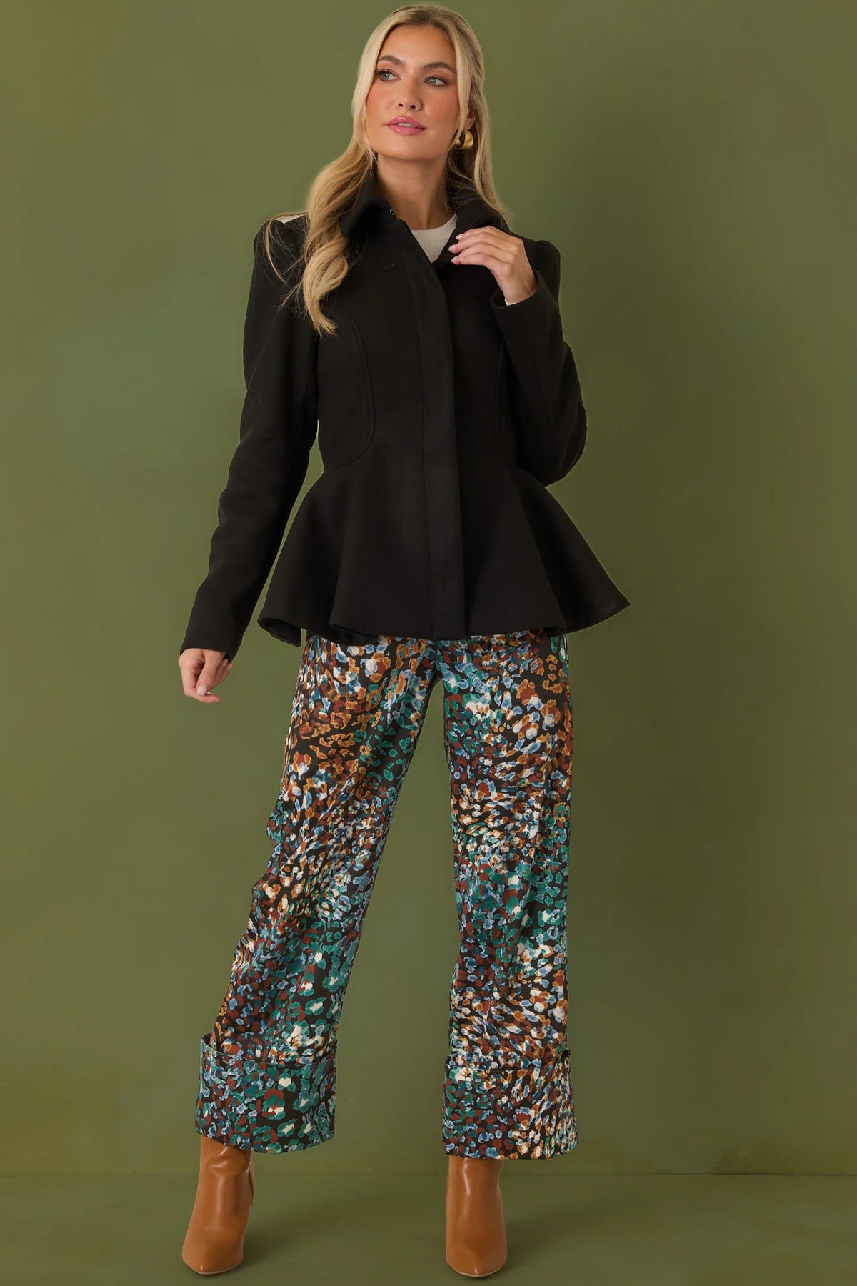Callie Cuffed Crop Pant in Urban Jungle