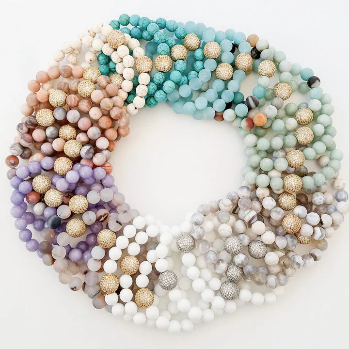 Gemstone Pave Ball Bracelet