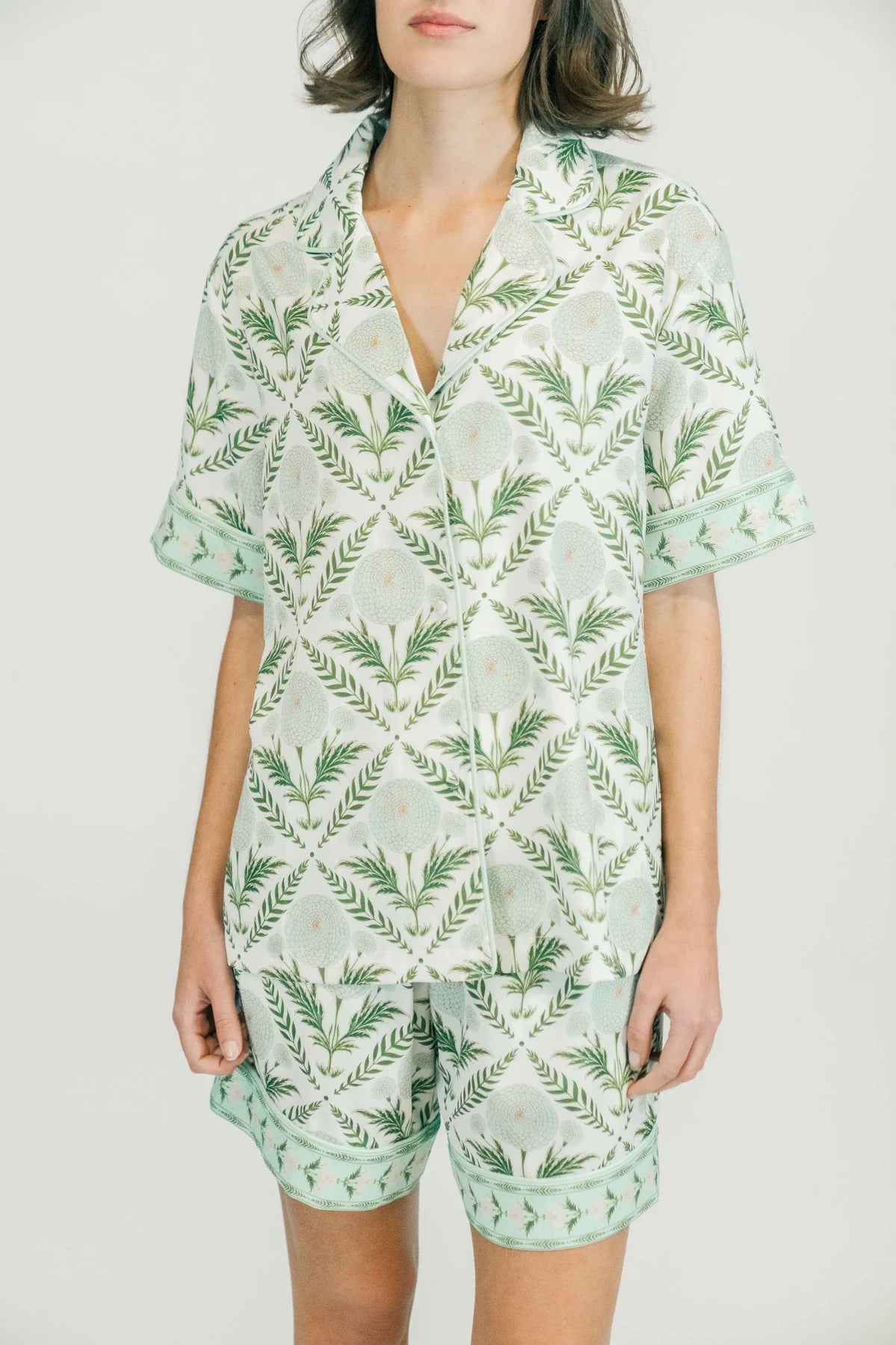Celine Short PJ Set in Garden Lattice
