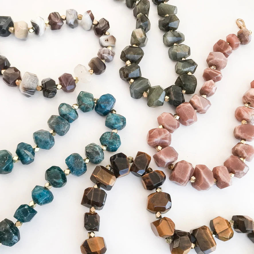 Chunky Stone Brass Necklace