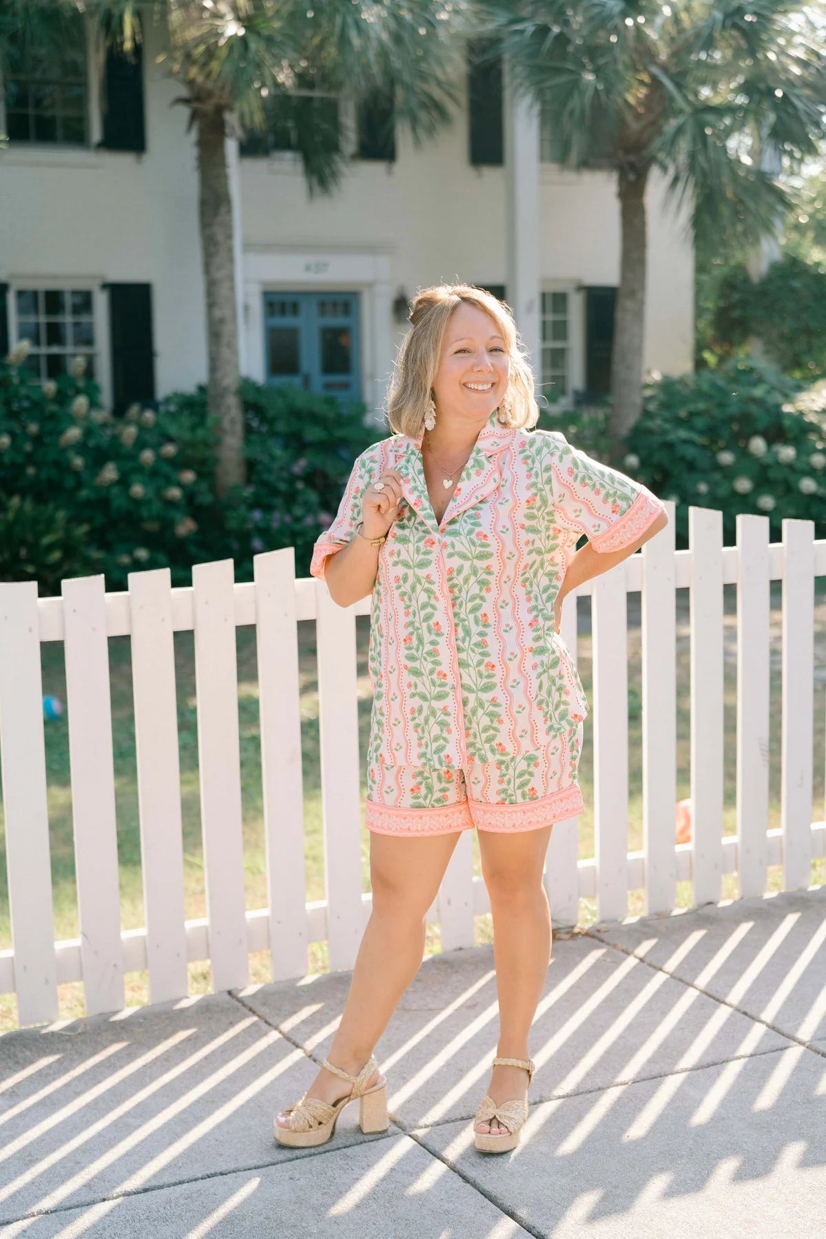 Celine Short PJ Set in Rose Garden