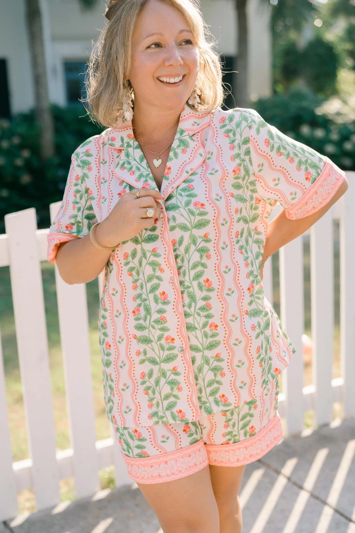 Celine Short PJ Set in Rose Garden