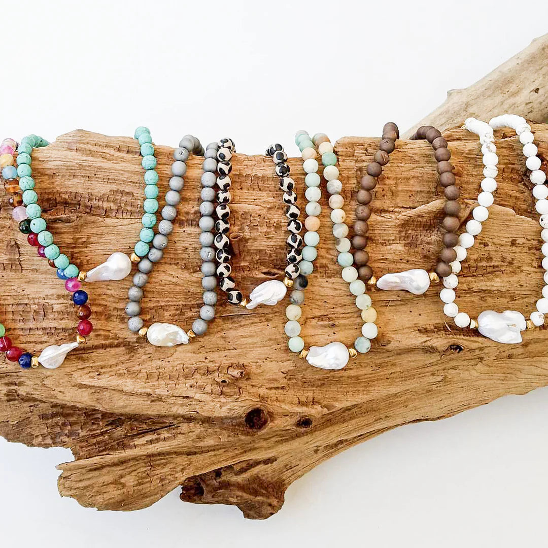 Baroque Pearl on Gemstone Necklace