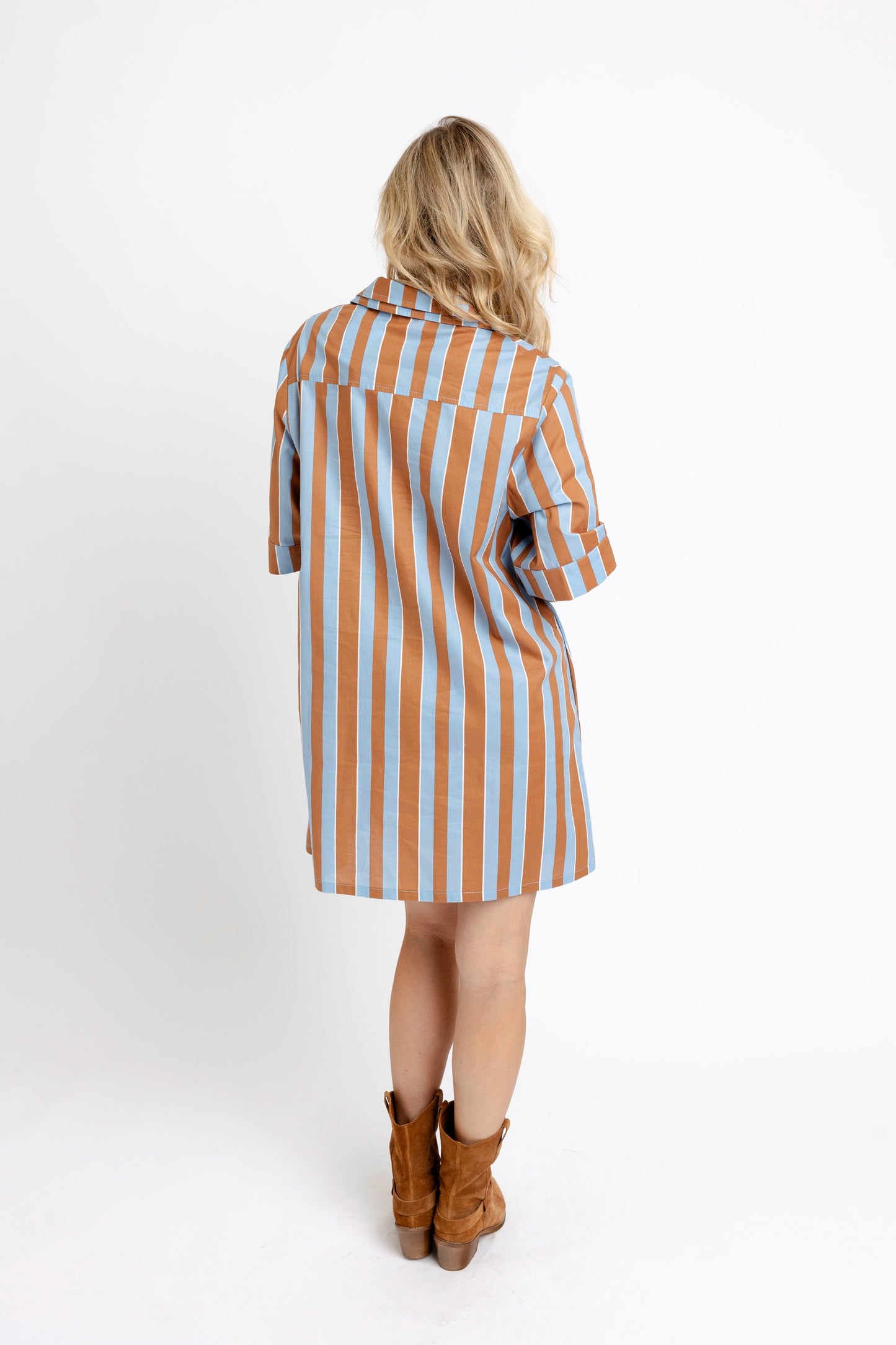Bold Stripe Short Shirt Dress