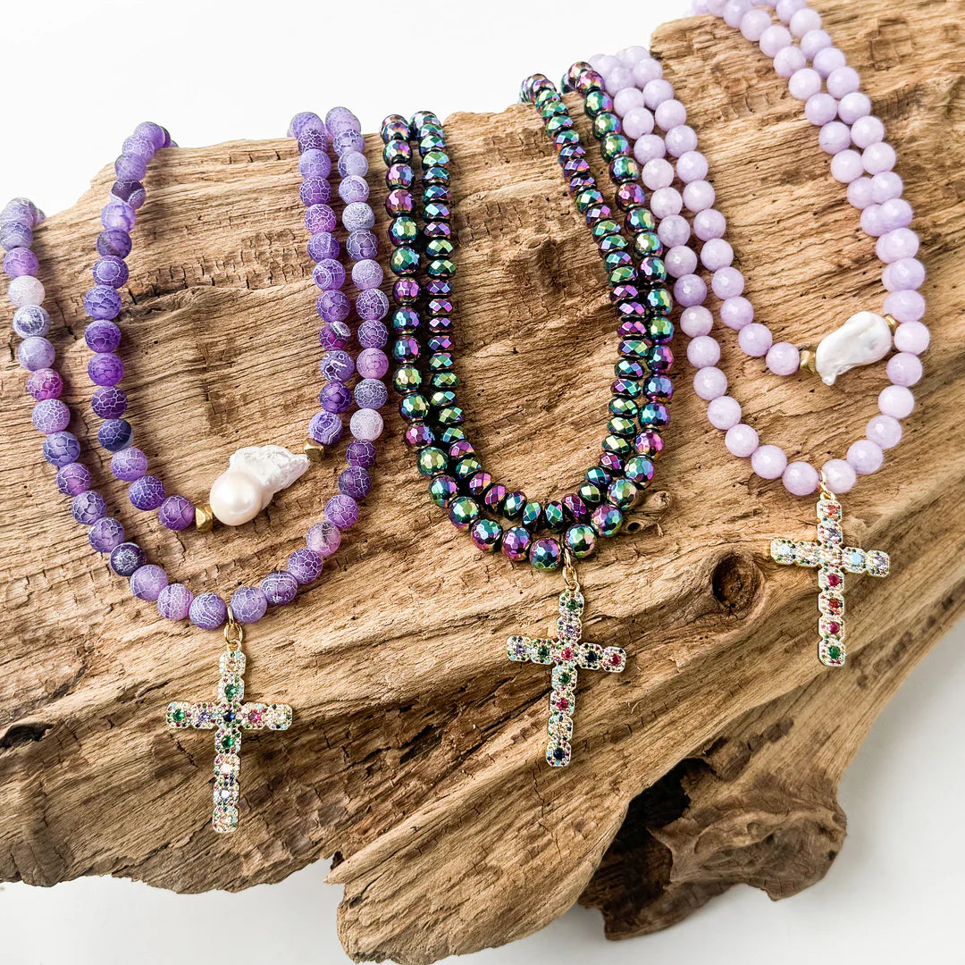 Multicolor Cross on Gemstone