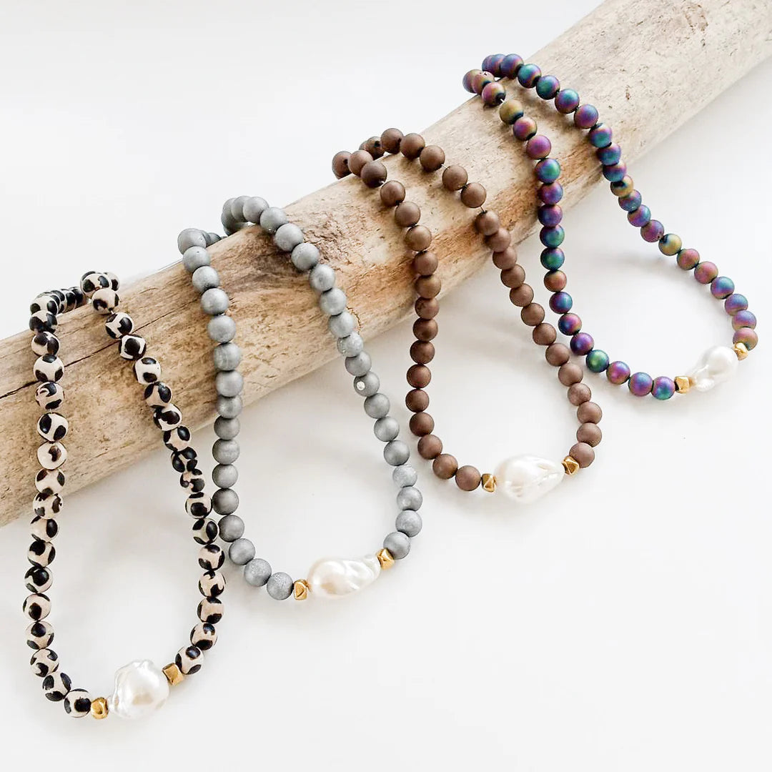 Baroque Pearl on Gemstone Necklace