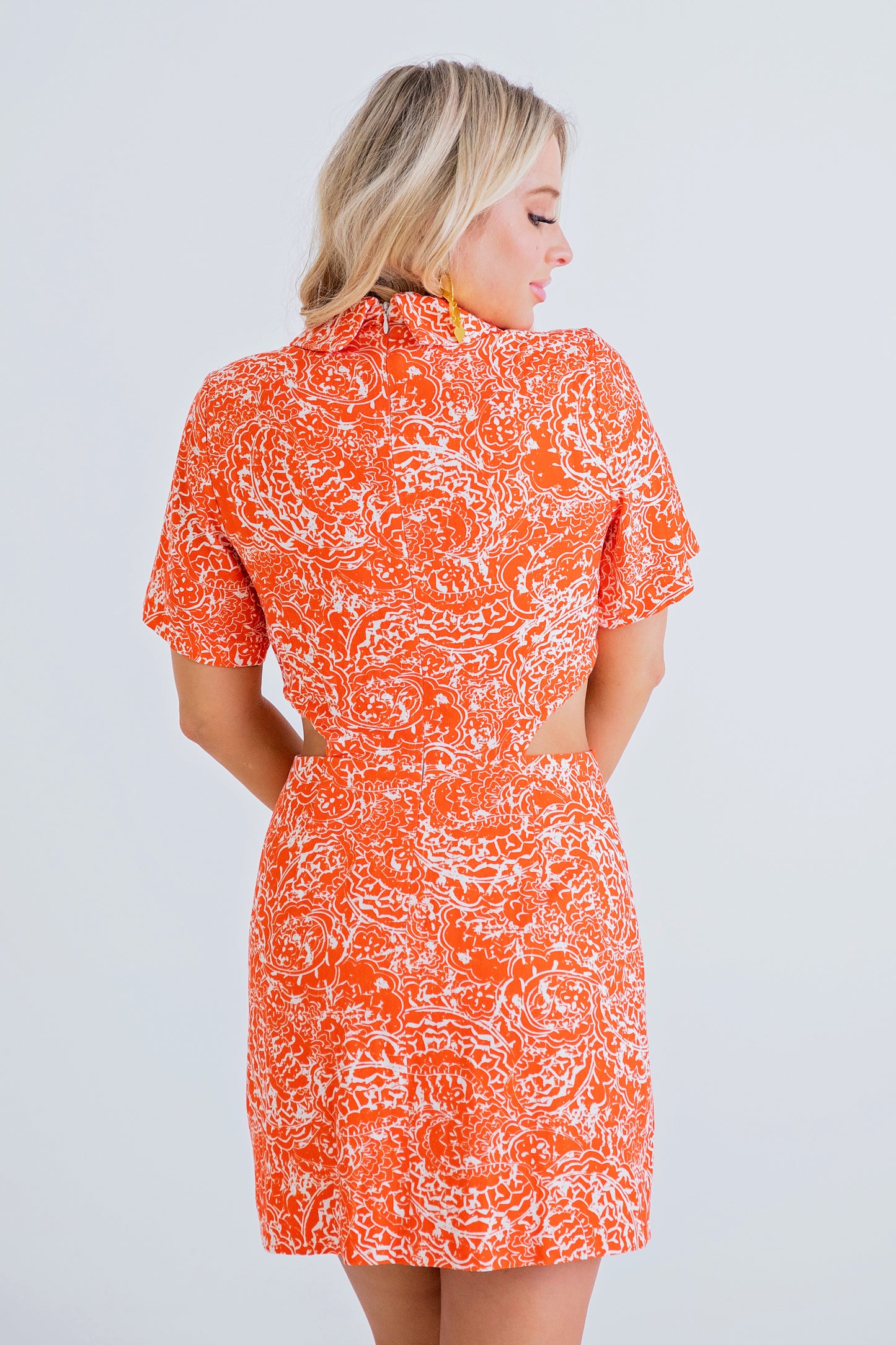 Abstract Wrap Cut Out Dress in Red