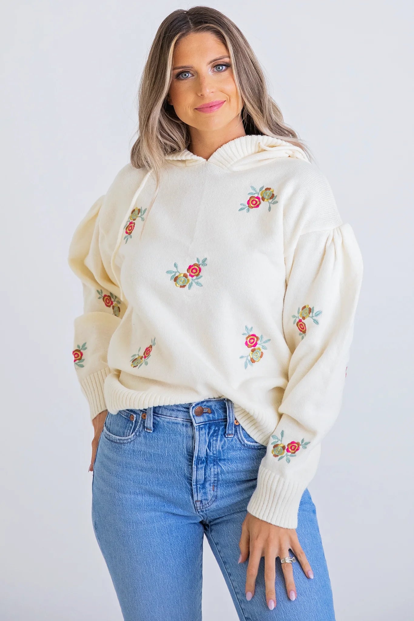 Embroidered Sweater Hoodie