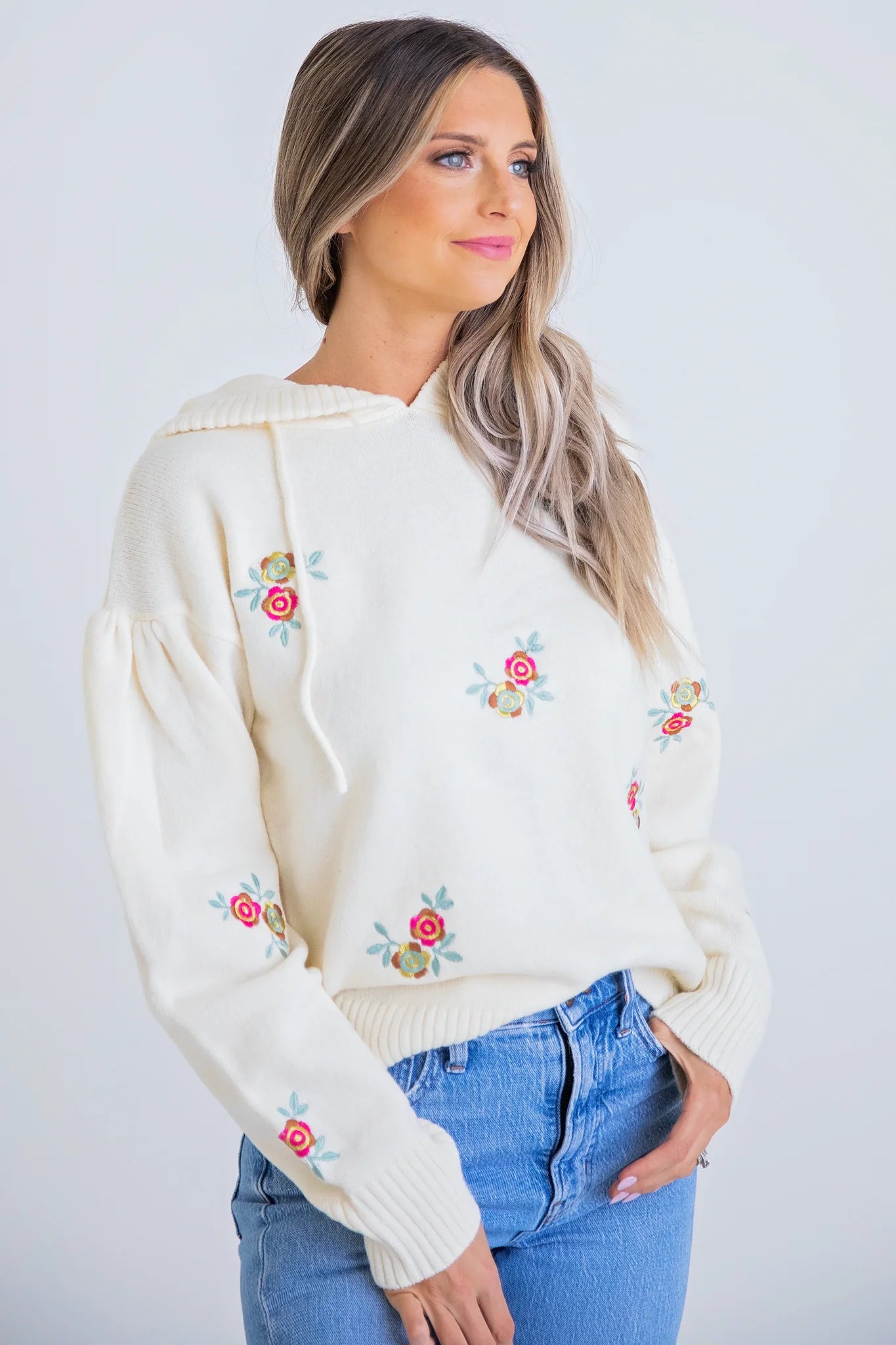 Embroidered Sweater Hoodie