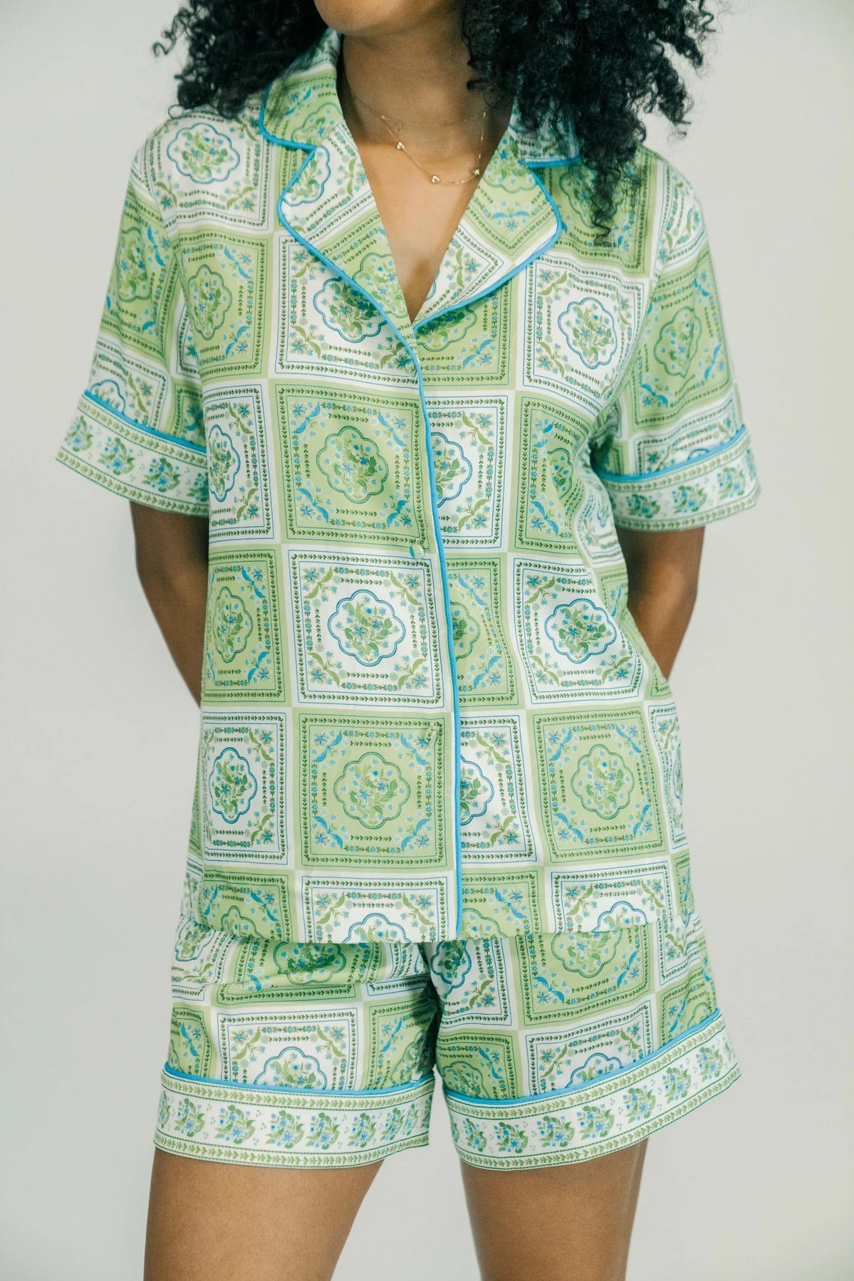 Celine Short PJ Set in Sunny Lime