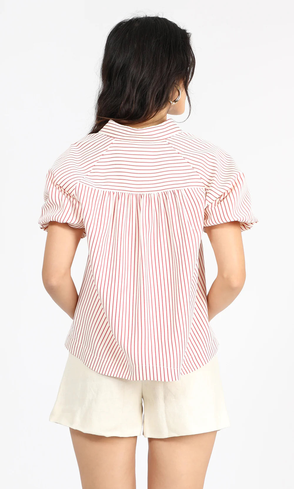 Dennis Bubble Sleeve Blouse in Hibiscus