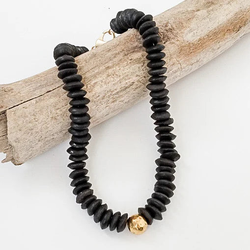 Heishi Clay Choker w/ Hammered Ball