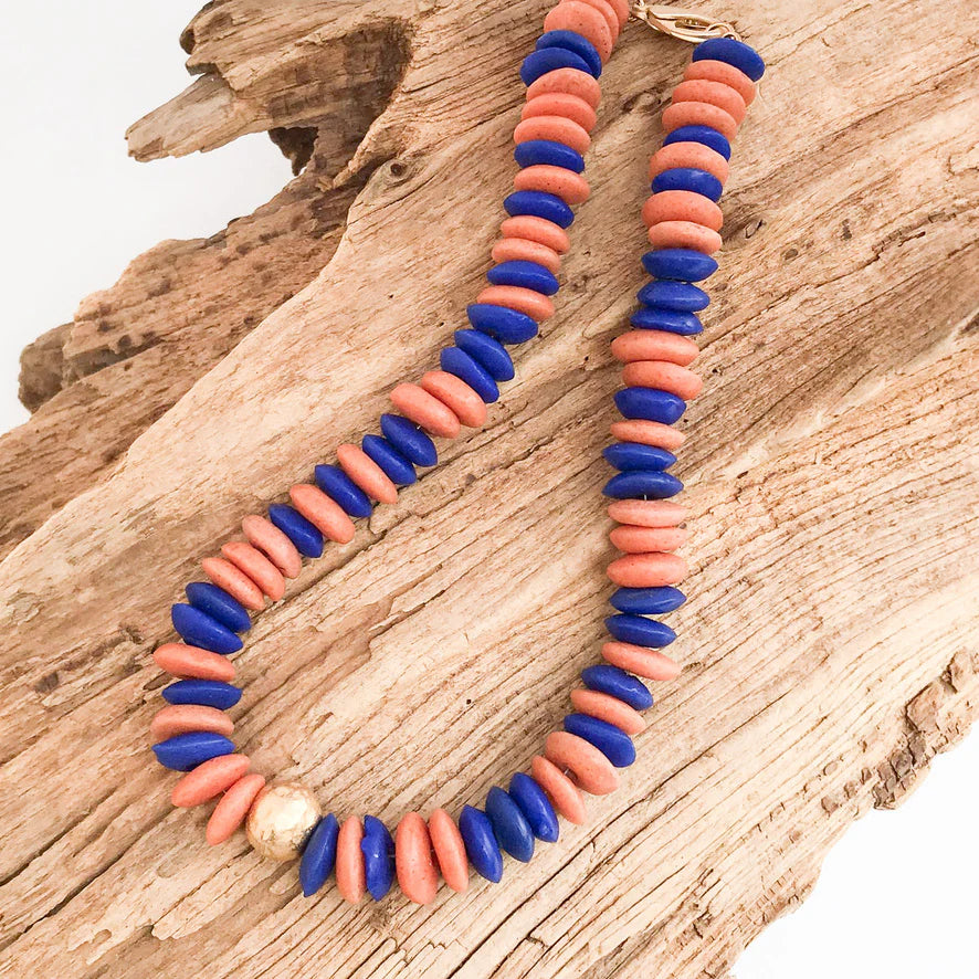 Heishi Clay Choker w/ Hammered Ball
