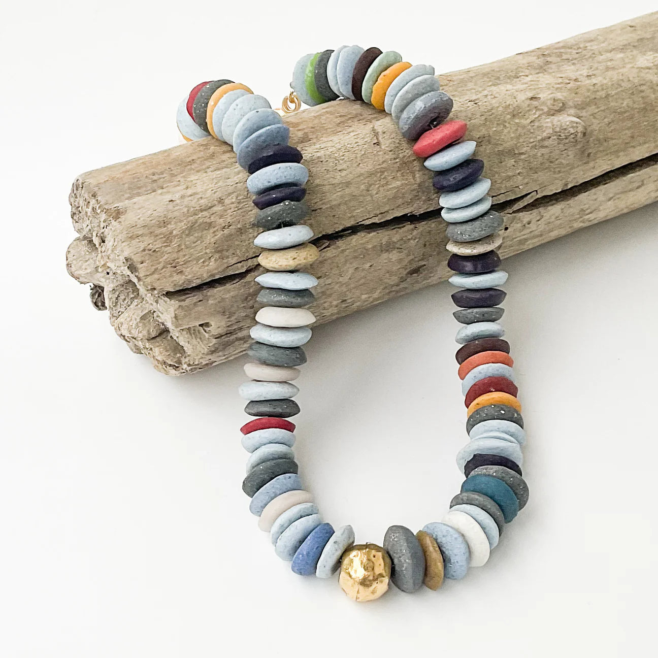 Heishi Clay Choker w/ Hammered Ball