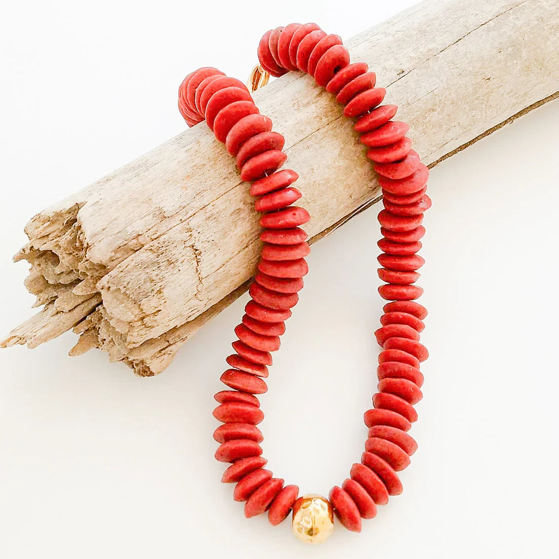 Heishi Clay Choker w/ Hammered Ball