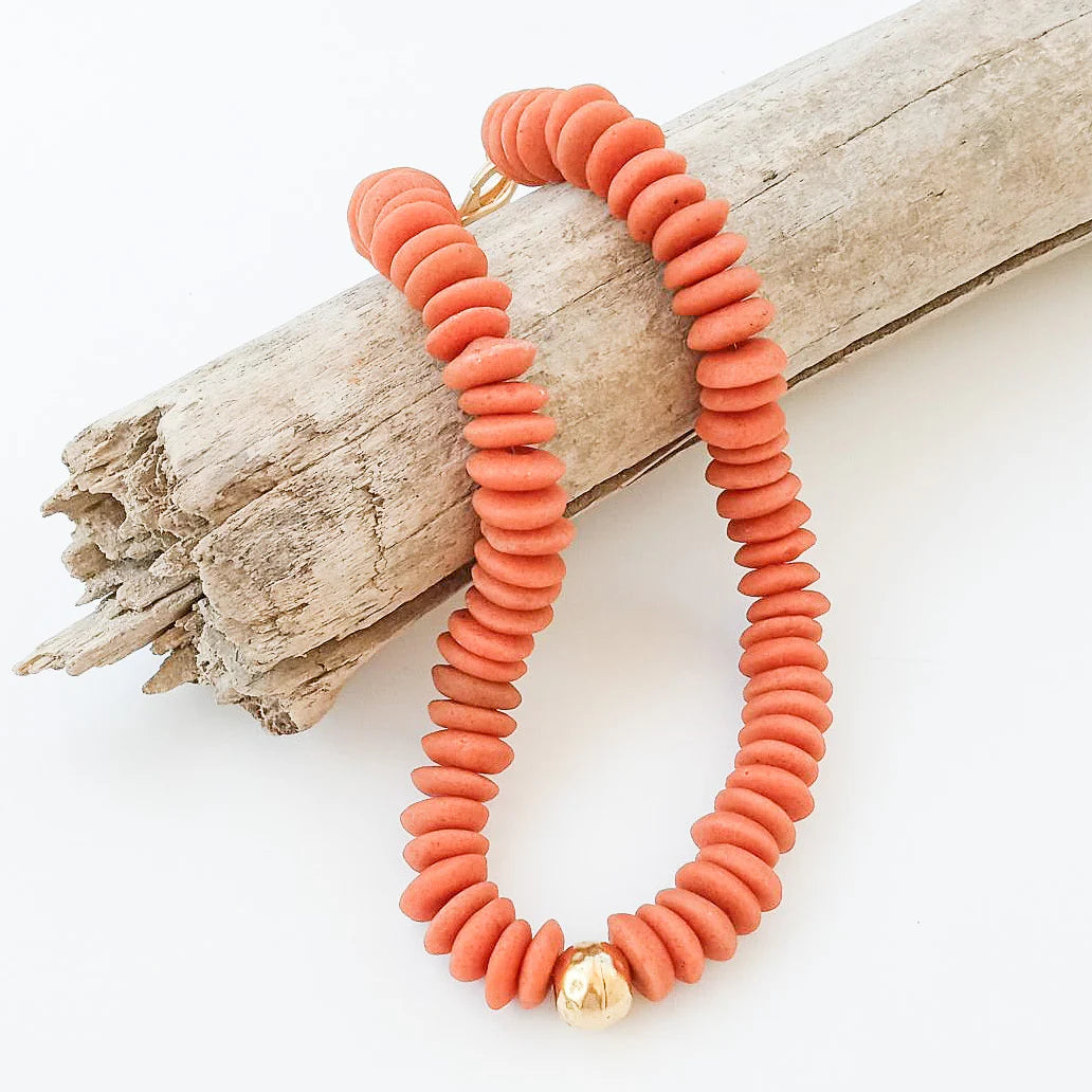 Heishi Clay Choker w/ Hammered Ball