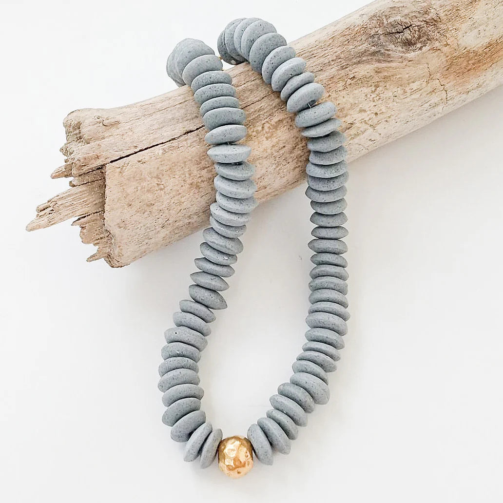 Heishi Clay Choker w/ Hammered Ball
