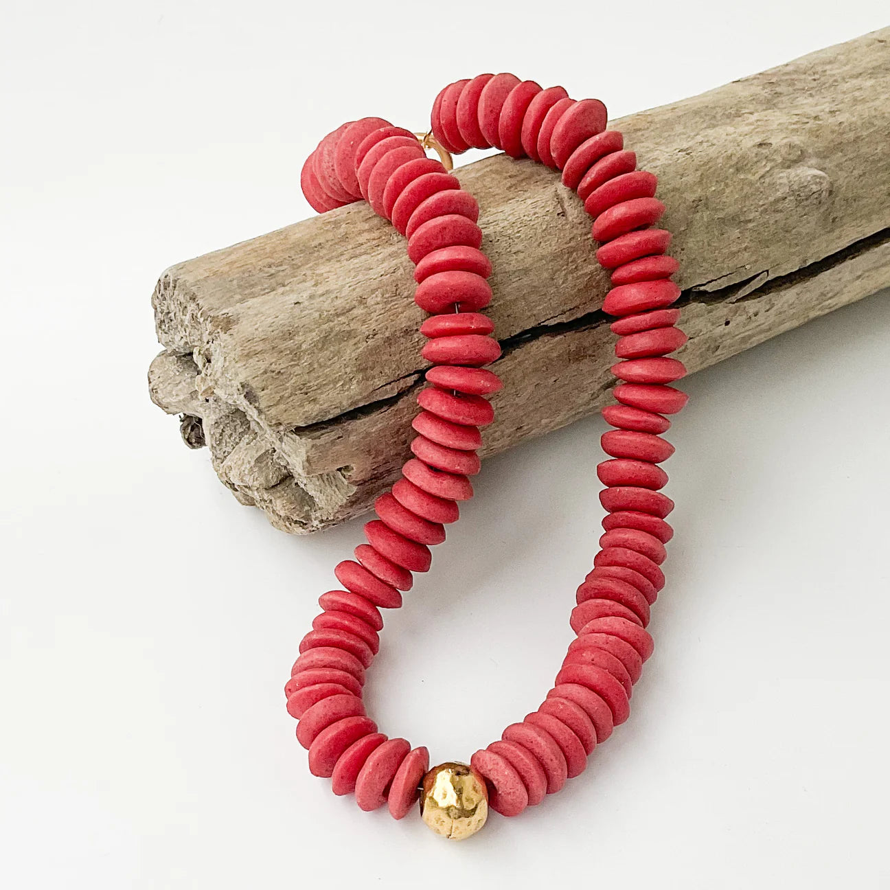 Heishi Clay Choker w/ Hammered Ball