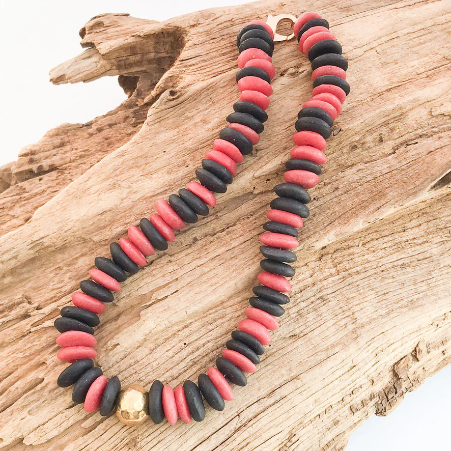 Heishi Clay Choker w/ Hammered Ball