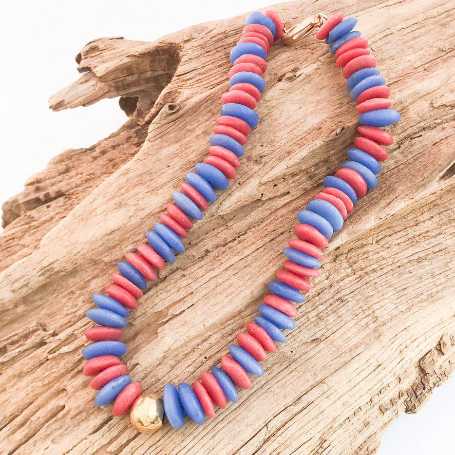 Heishi Clay Choker w/ Hammered Ball