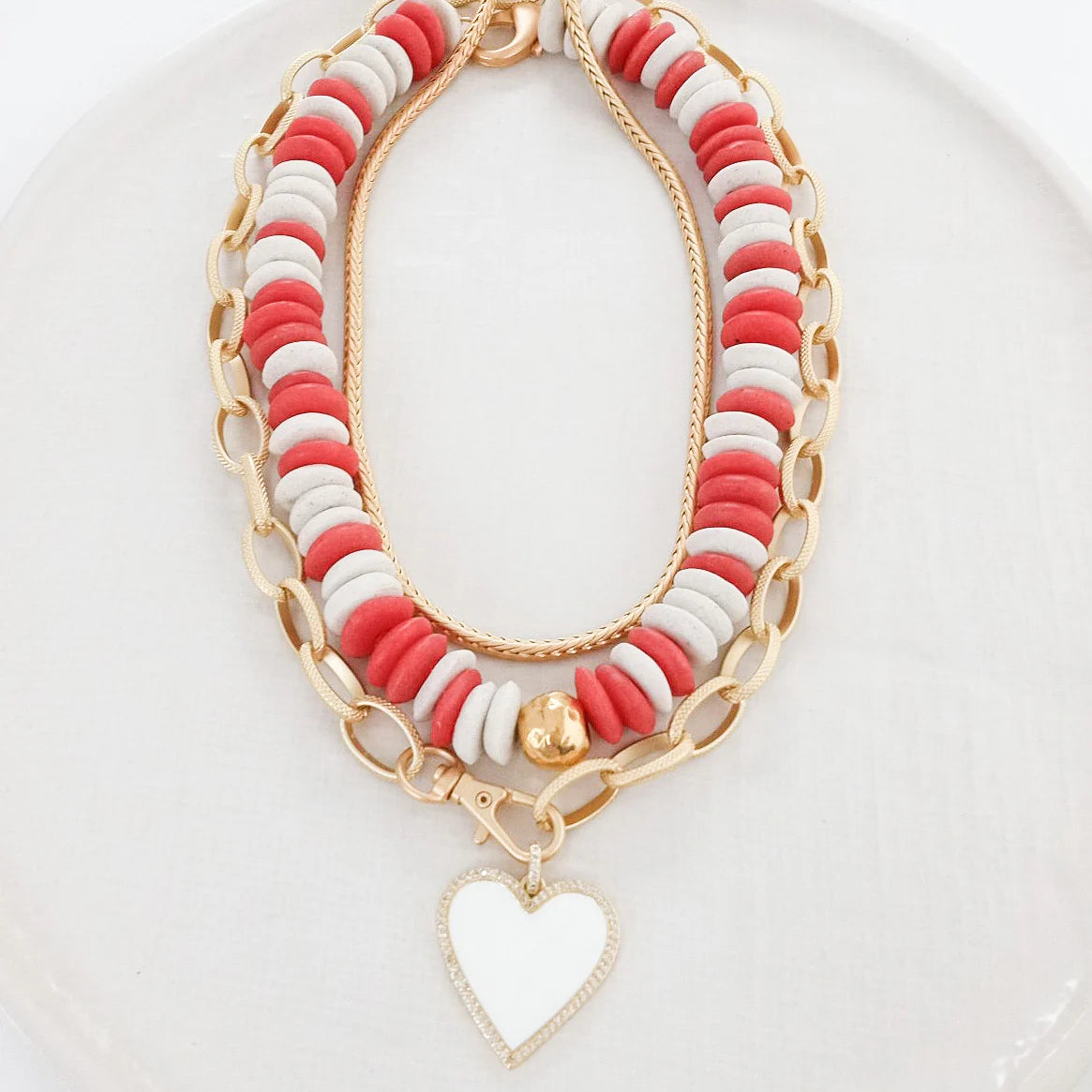 Heishi Clay Choker w/ Hammered Ball