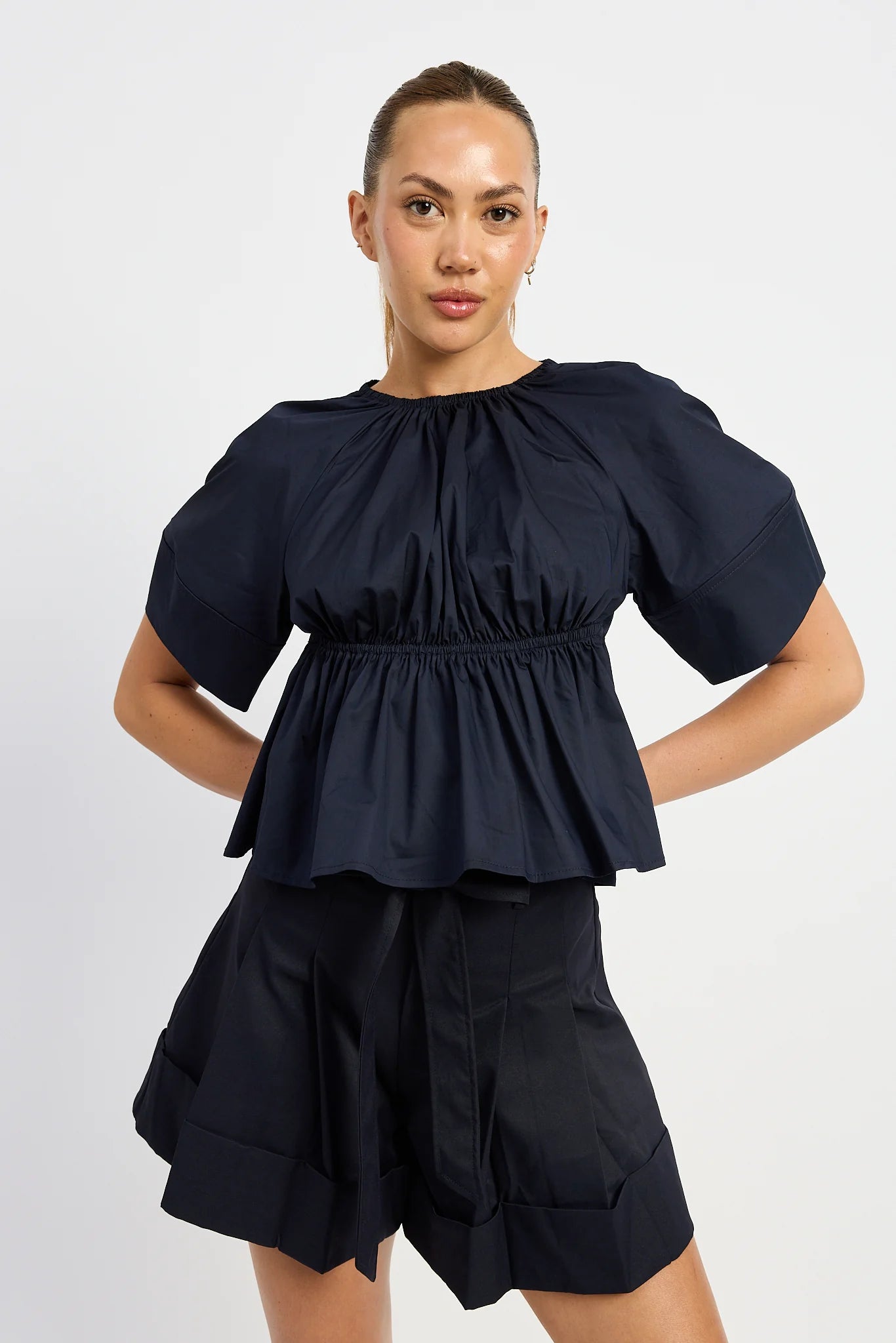 Melody Babydoll Blouse in Navy