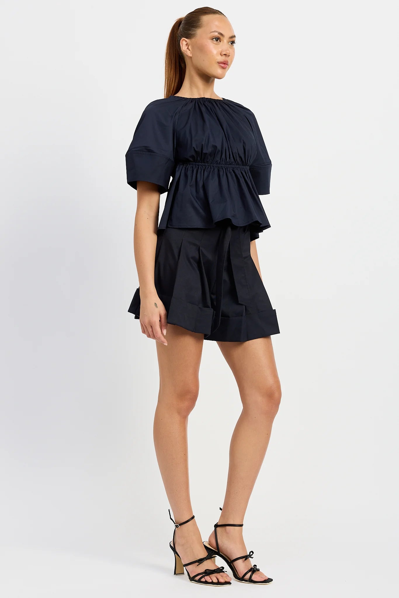 Melody Babydoll Blouse in Navy