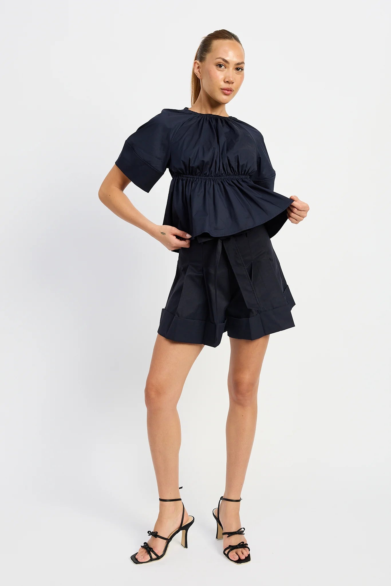 Melody Babydoll Blouse in Navy