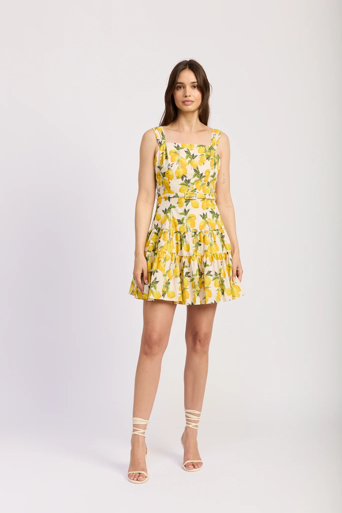 Blanca Mini Dress in Linen Lemon