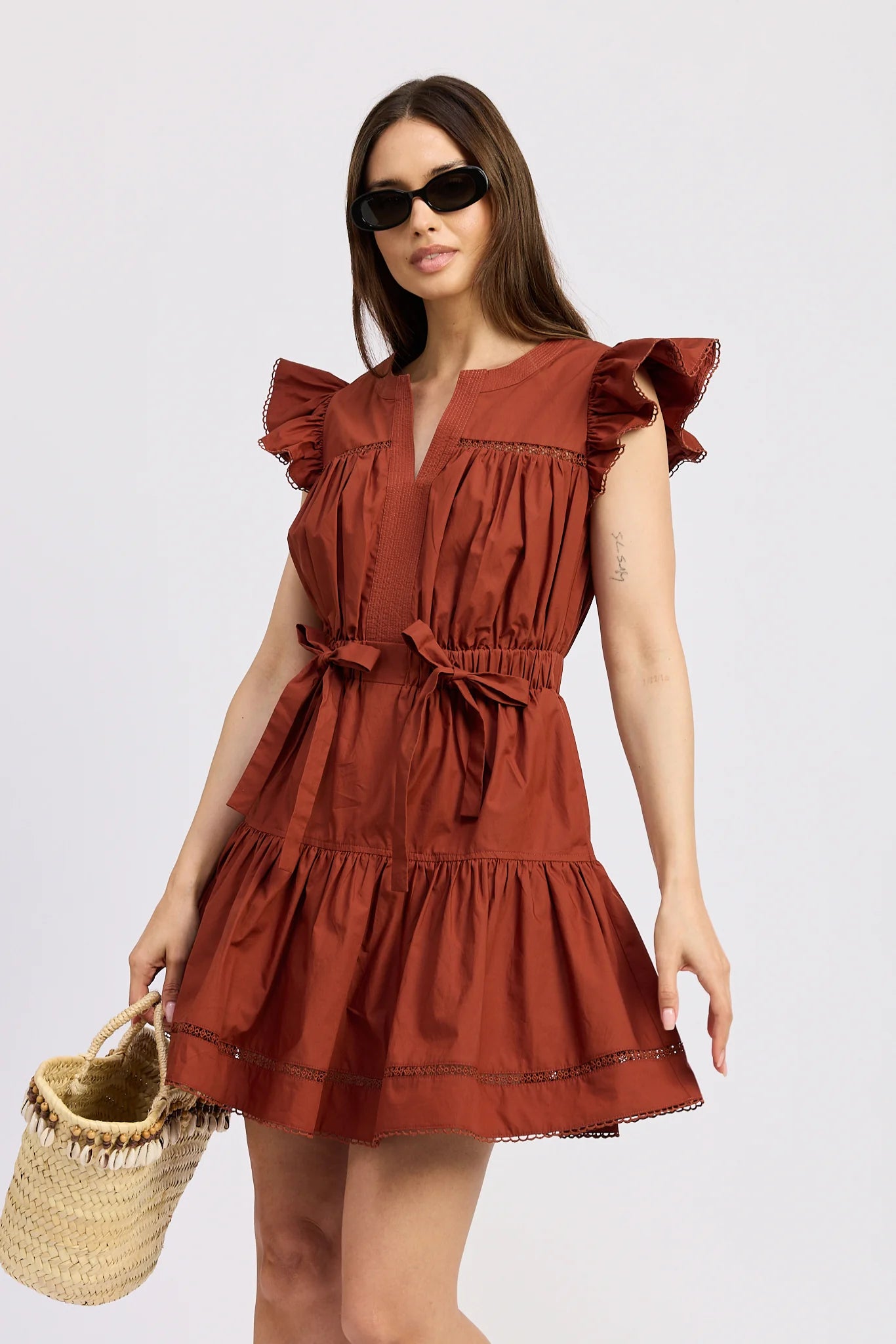Emma Mini Dress in Brick