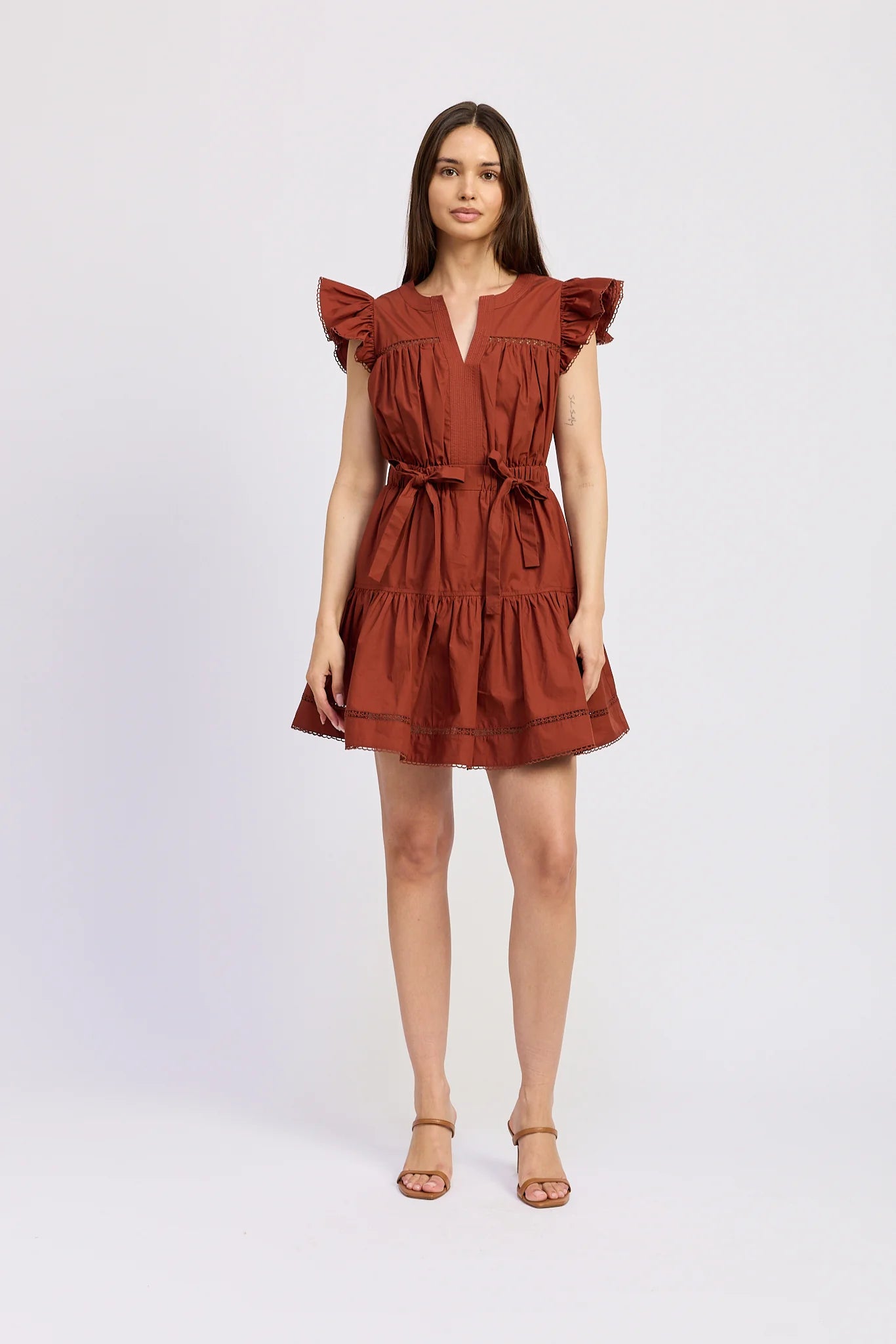 Emma Mini Dress in Brick