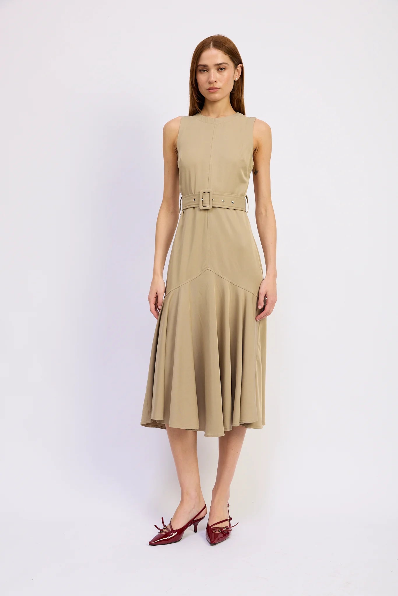 Autumn Midi Dress in Khaki
