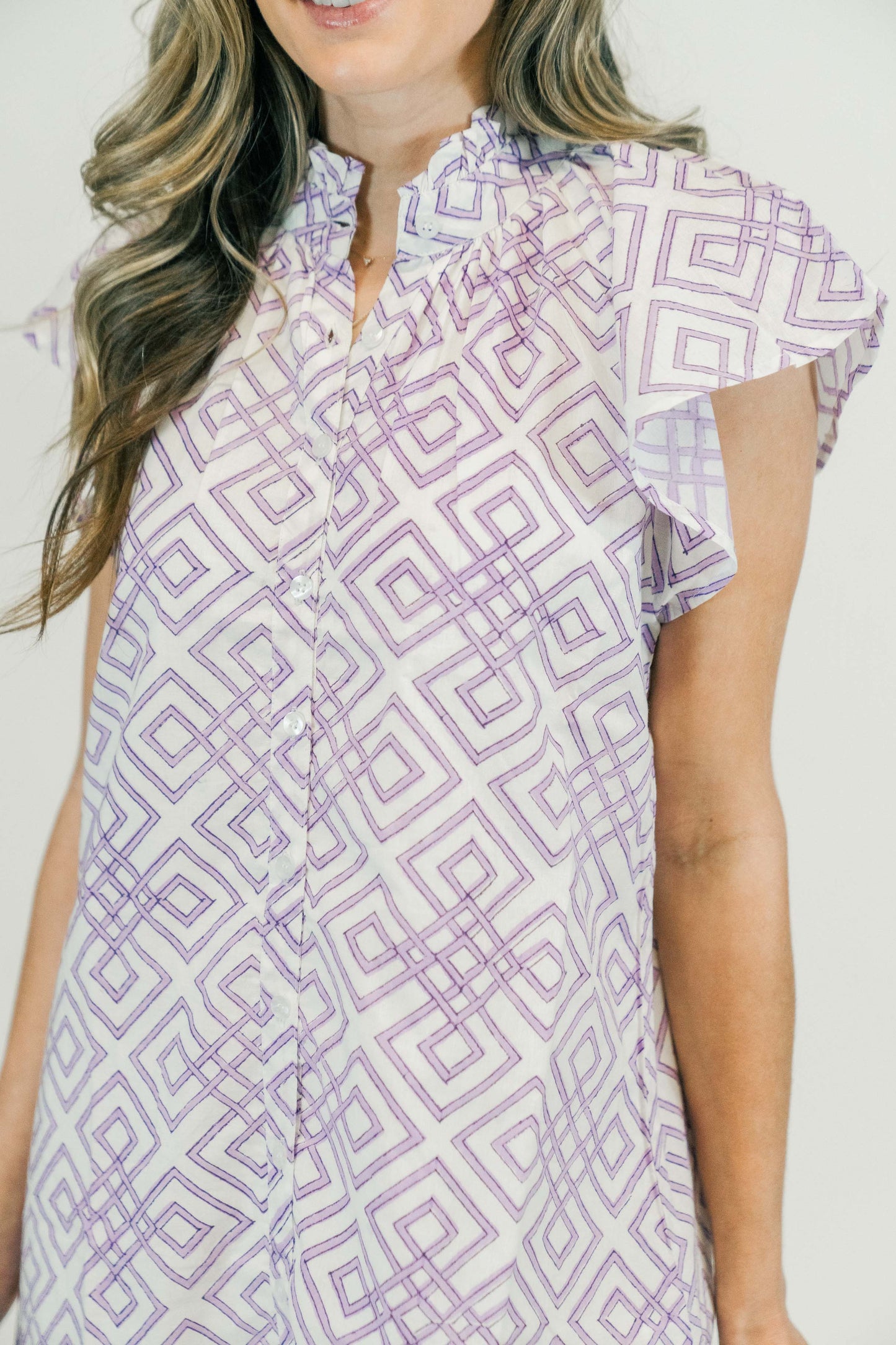 Lucia Short Dress in Orchid Grid