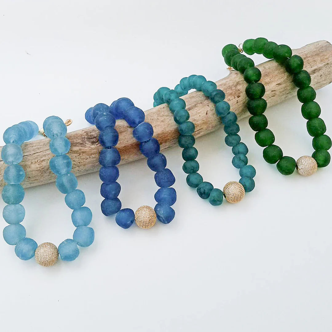 Pave Ball on Jumbo Glass Bead Necklace