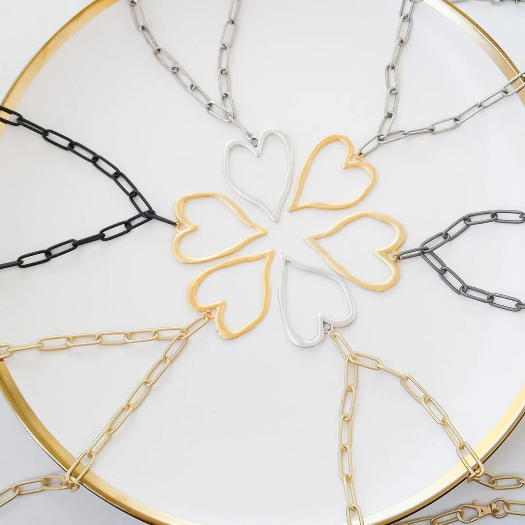 Paperclip Chain with Heart Pendant