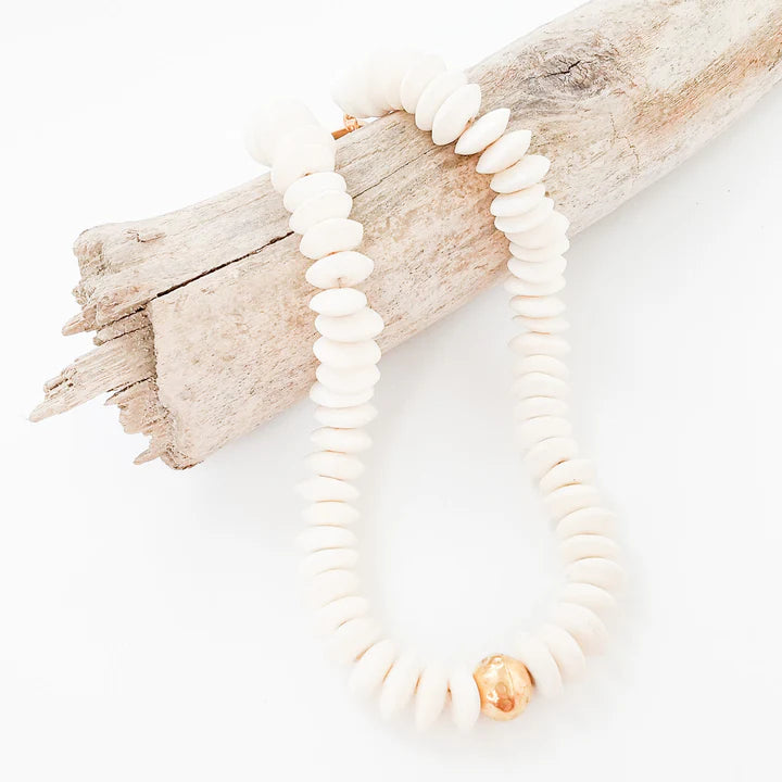 Heishi Bone Choker w/ Hammered Ball