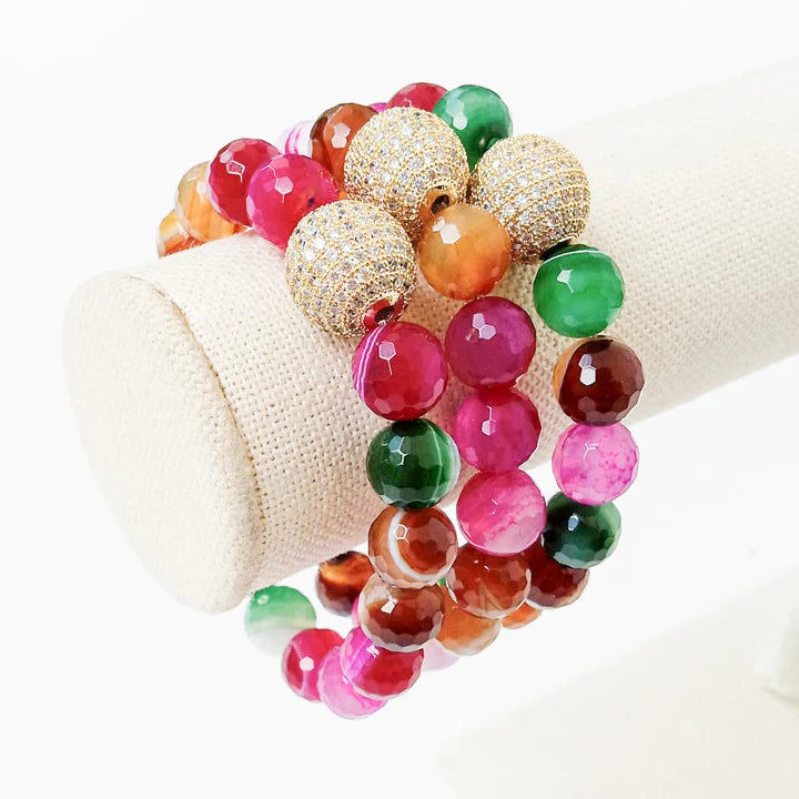 Gemstone Pave Ball Bracelet