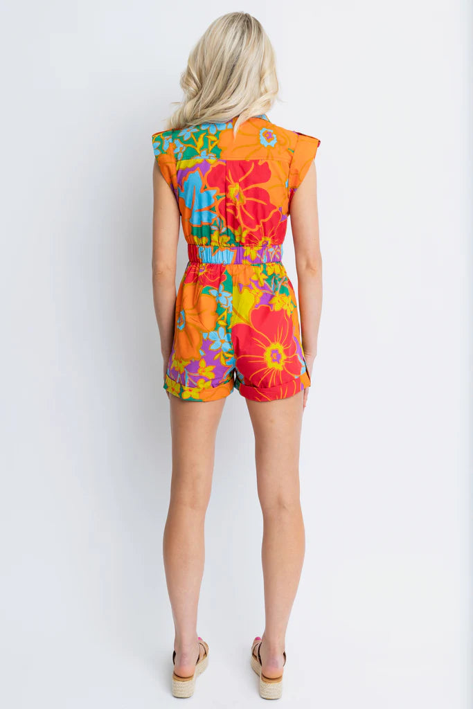 Utility Romper in Large Multi Floral