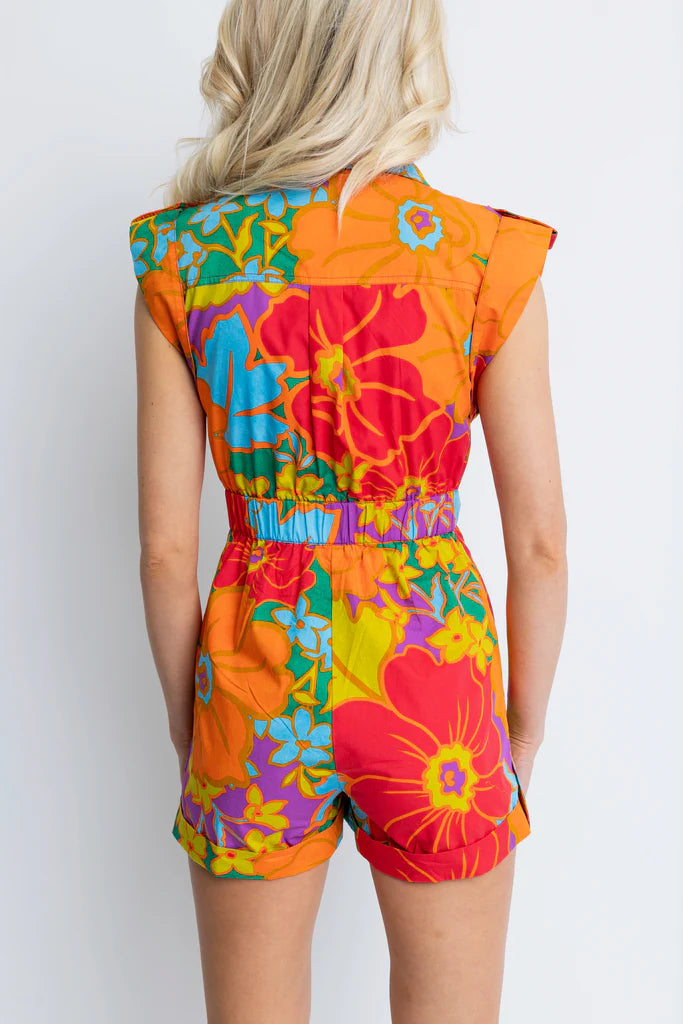 Utility Romper in Large Multi Floral