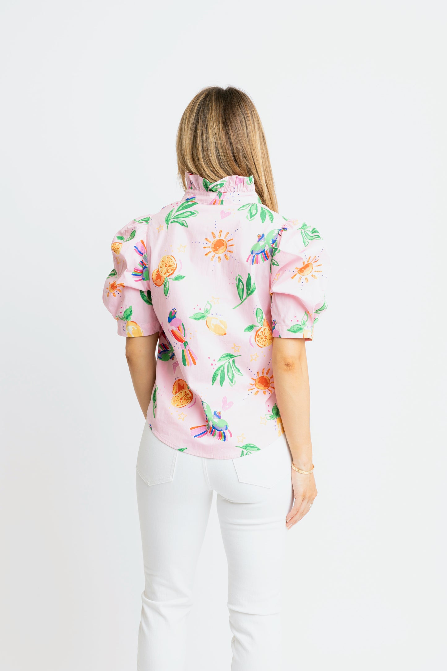 Toucan Fruit Puff Sleeve Blouse