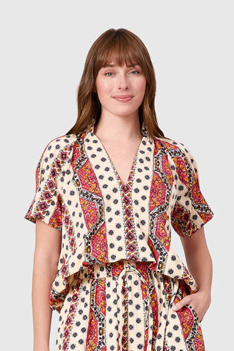 Merritt Top in Crimson Mosaic