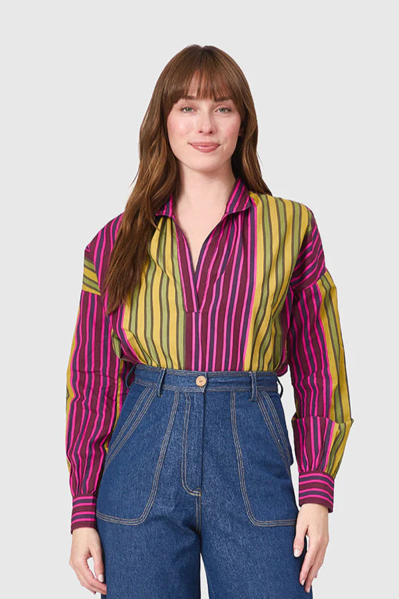 Jane Top in Wildberry Stripes