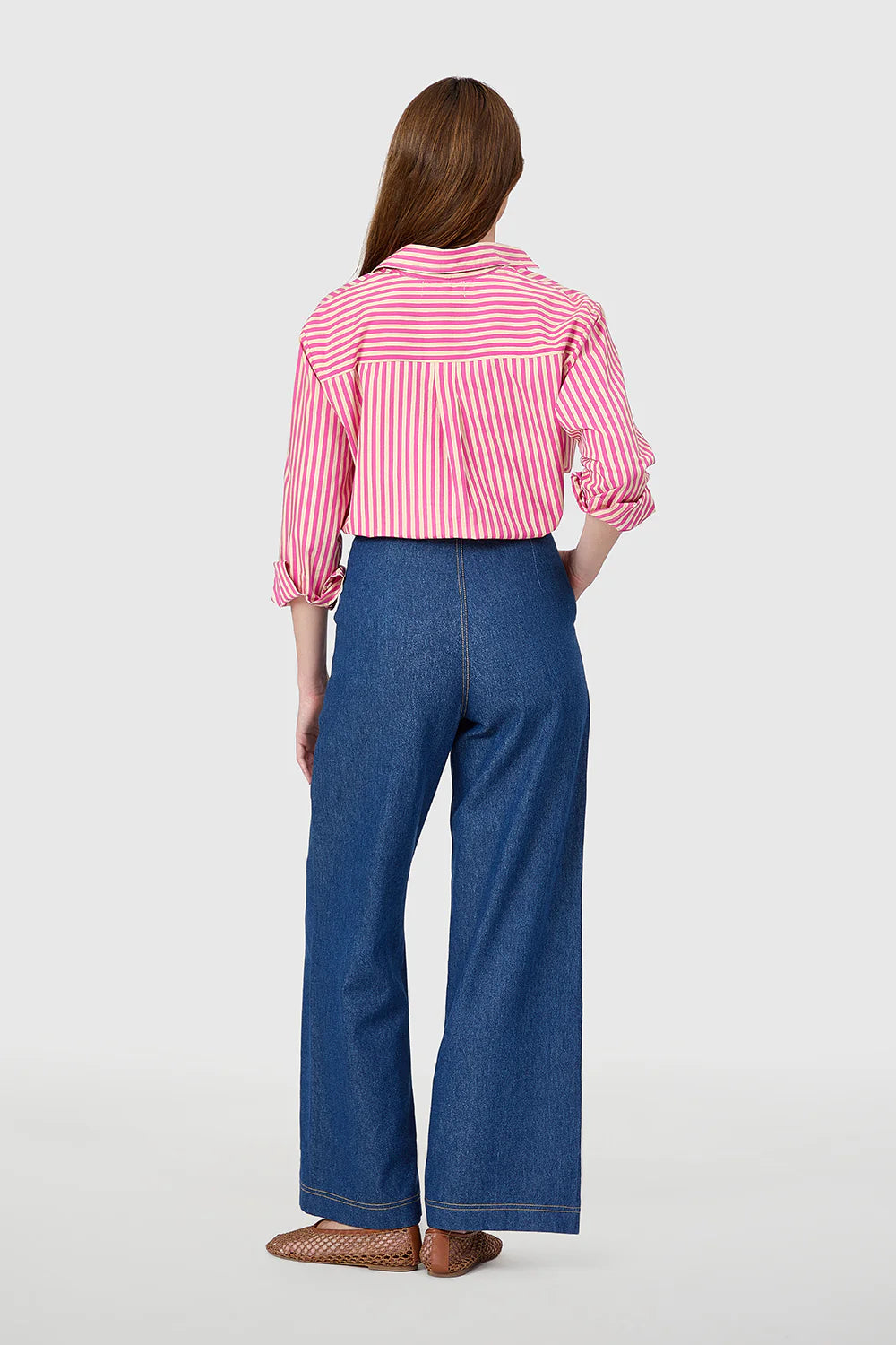 Boyfriend Shirt in Raspberry Stripe