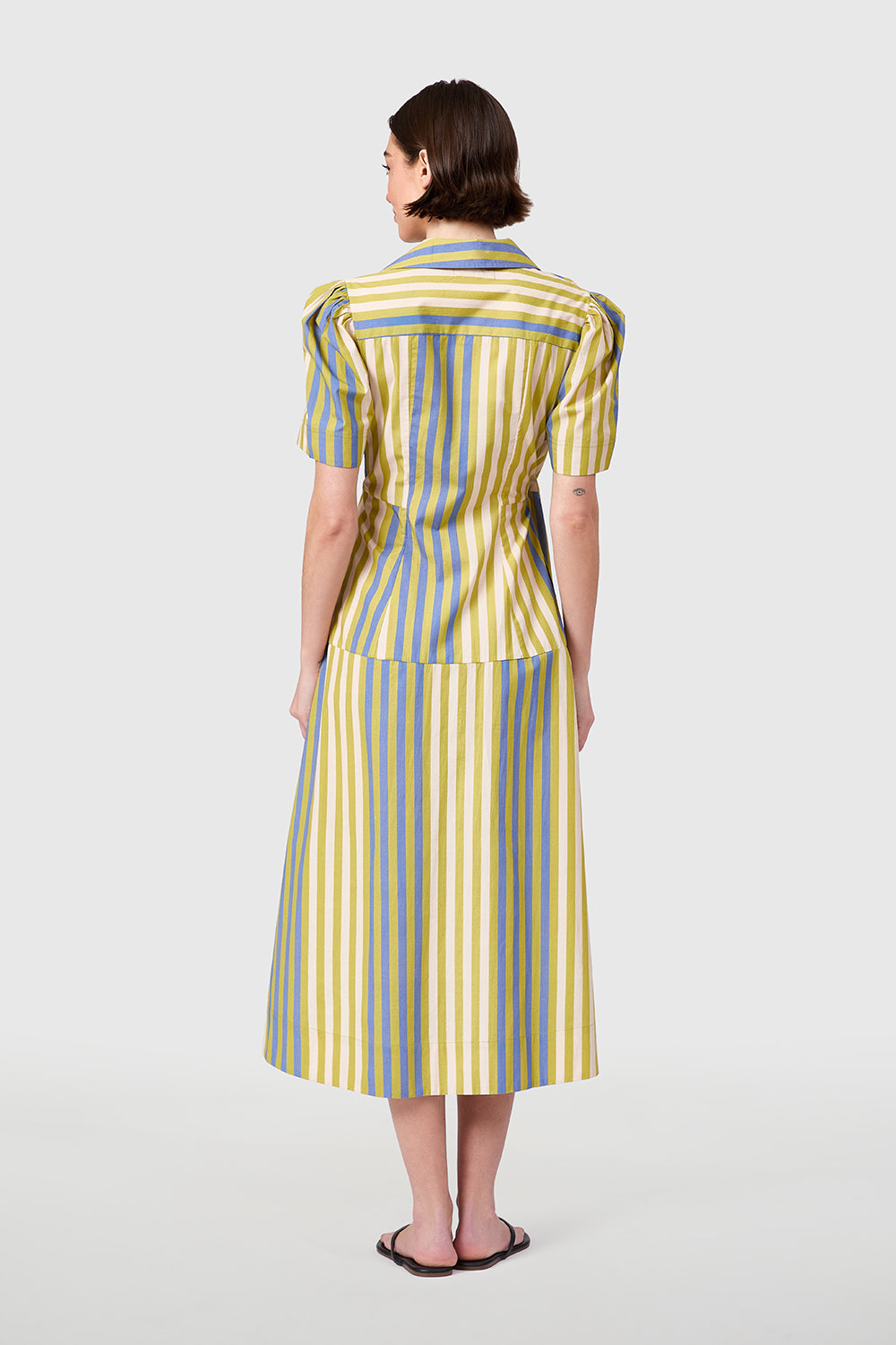 Clark Dress in Chartreuse Stripes